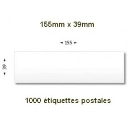 Boite de 1000 étiquettes postales 155 x 39 blanches