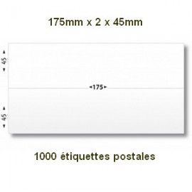 Boite de 1000 étiquettes postales 175 x (2x45) blanches